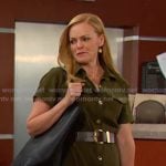 Belle’s green belted shirtdress on Days of our Lives