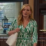 Belle’s green printed wrap dress on Days of our Lives
