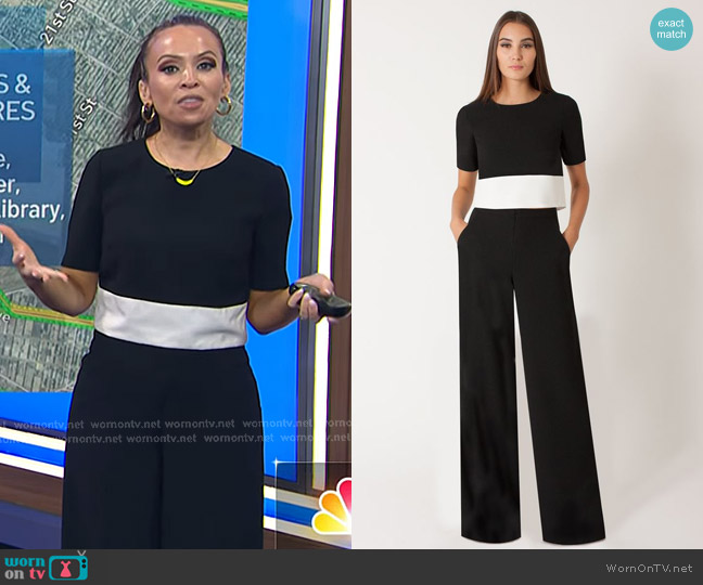 Black Halo Leilani 2 Piece Jumpsuit worn by Adelle Caballero on Today