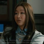 Blair’s gray embellished sweater on Elsbeth