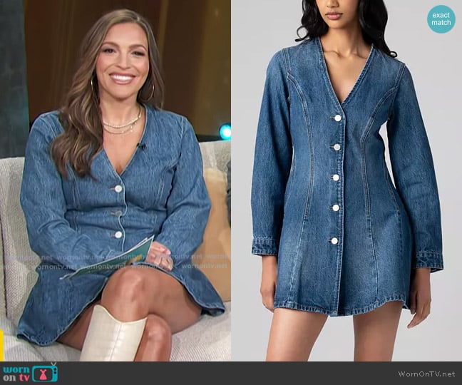 Blank NYC Denim V-Neck Mini Dress worn by Emily Orozco on Access Hollywood