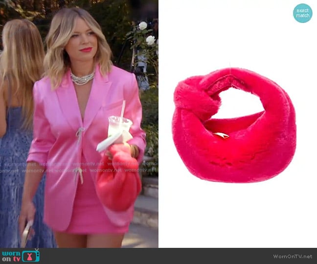 Bottega Veneta Jodie Mini Pink Fur Hobo worn by Amanda Frances on The Real Housewives of Beverly Hills