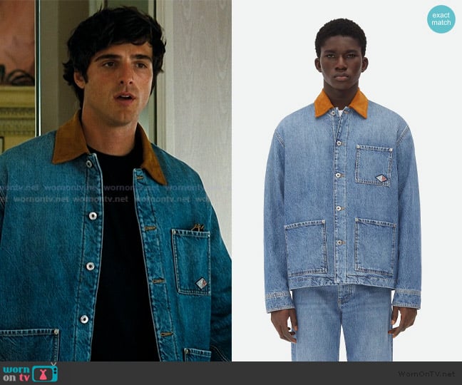 Bottega Veneta Vintage Indigo Denim Jacket worn by Nate Jacobs (Jacob Elordi) on Euphoria