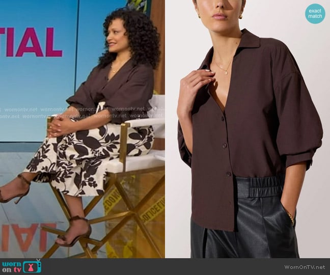 Brochu Walker The Kate Shirt in Java worn by Judy Reyes on Good Morning America