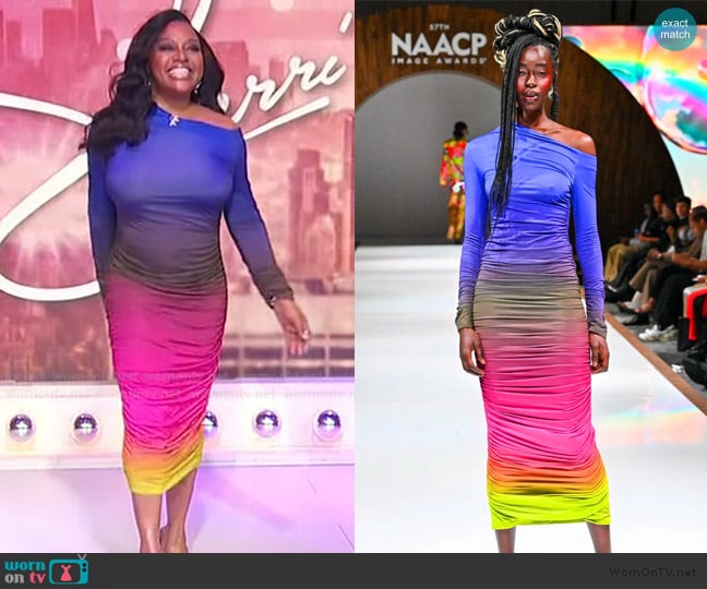 BruceGlen Chocolate Raspberry Ruched Maxi Dress worn by Sherri Shepherd on Sherri