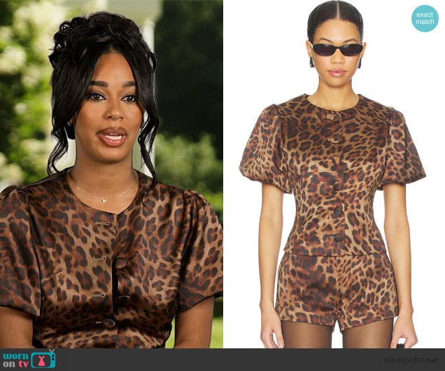 Bubish Poppy Bubble Sleeve Blouse Top worn by Mia Calabrese on Summer House