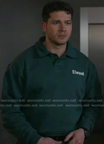 Buck’s green collared sweatshirt on 9-1-1