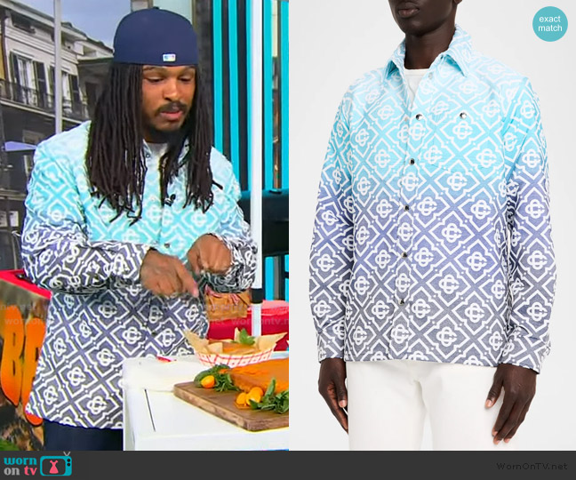 Casablanca Monogram Gradient Jacquard Shirt Jacket worn by Keith Lee on Tamron Hall Show