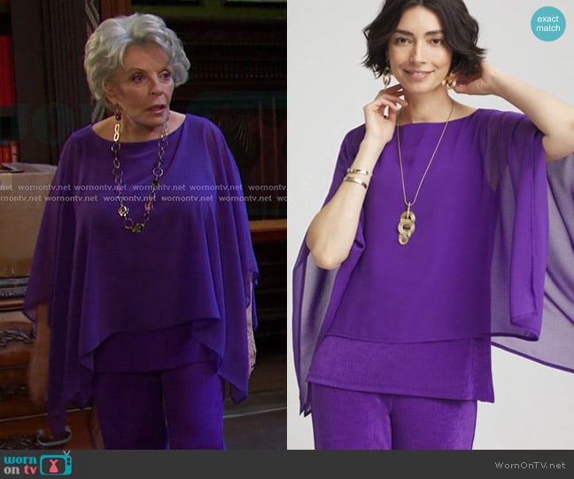 Chico's Travelers™ Chiffon Layered Top worn by Julie Olson Williams (Susan Seaforth Hayes) on Days of our Lives