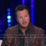 Luke Bryan’s brown colorblock leather jacket on American Idol