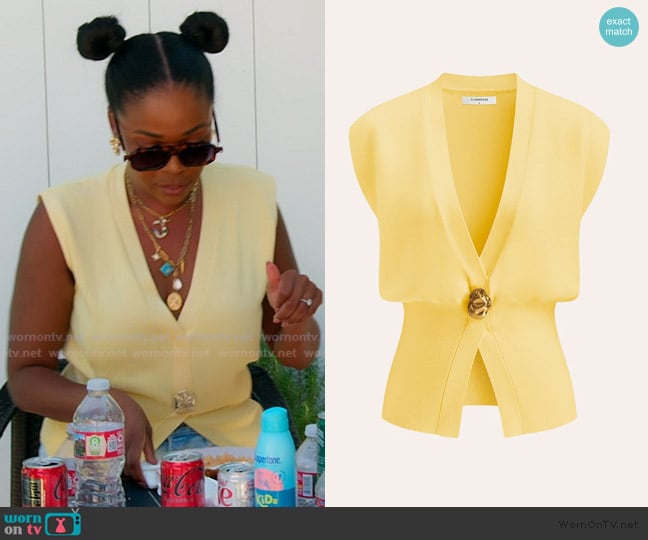 Commense V-Neck Buttoned Detail Sweater Vest worn by Jasmine Goode on The Valley
