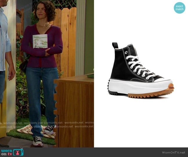 Converse Unisex Run Star Hike Canvas Platform in Black/White/Gum worn by Sarah Horton (Linsey Godfrey) on Days of our Lives