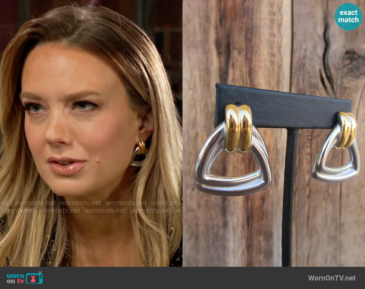 Cucarachaz Two Tone Doorknocker Earrings worn by Abby Newman (Melissa Ordway) on The Young and the Restless