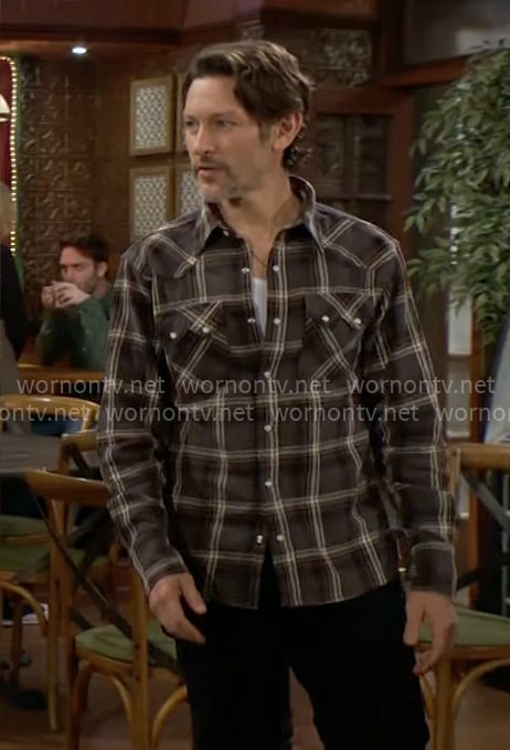 Daniel’s grey plaid shirt on The Young and the Restless