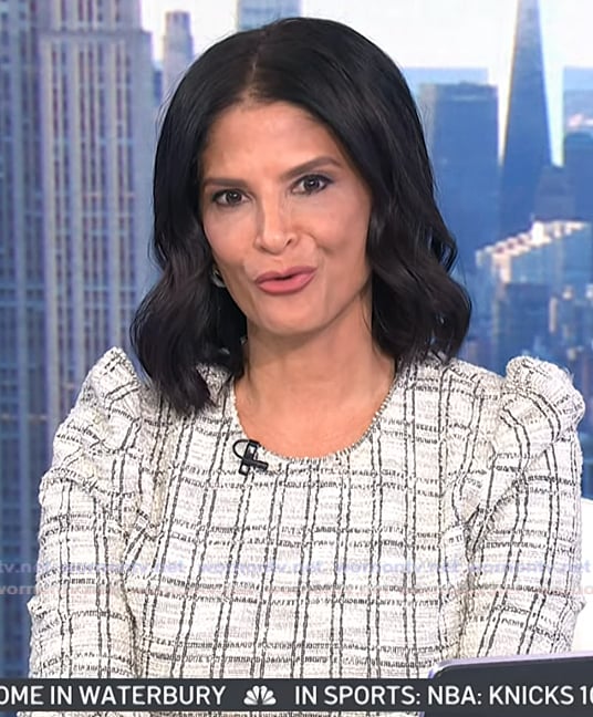 Darlene’s white plaid puff sleeve dress on Today