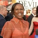 Deborah’s coral sheer shirt and pencil skirt on Good Morning America