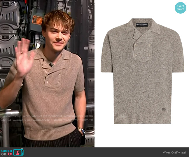 Dolce & Gabbana Cotton and Linen Polo Shirt worn by Christopher Briney on Today