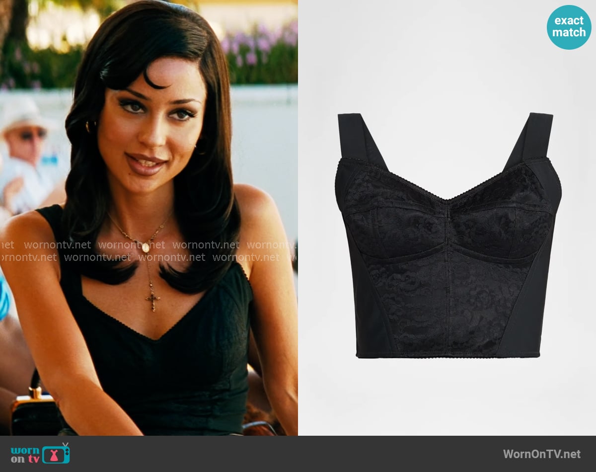 Dolce & Gabbana Lace Jacquard Crop Bustier Top worn by Maddy Perez (Alexa Demie) on Euphoria