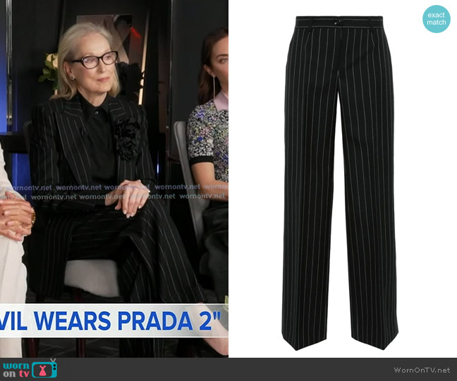 Dolce & Gabbana Pinstriped Straight-leg Trousers worn by Meryl Streep on Good Morning America