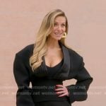 Dorit’s black satin v-neck crop top and fringed pants on The Real Housewives of Beverly Hills