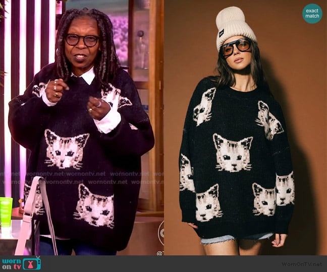 Dressed in Lala Power Oversized Knit Sweater worn by Whoopi Goldberg on The View
