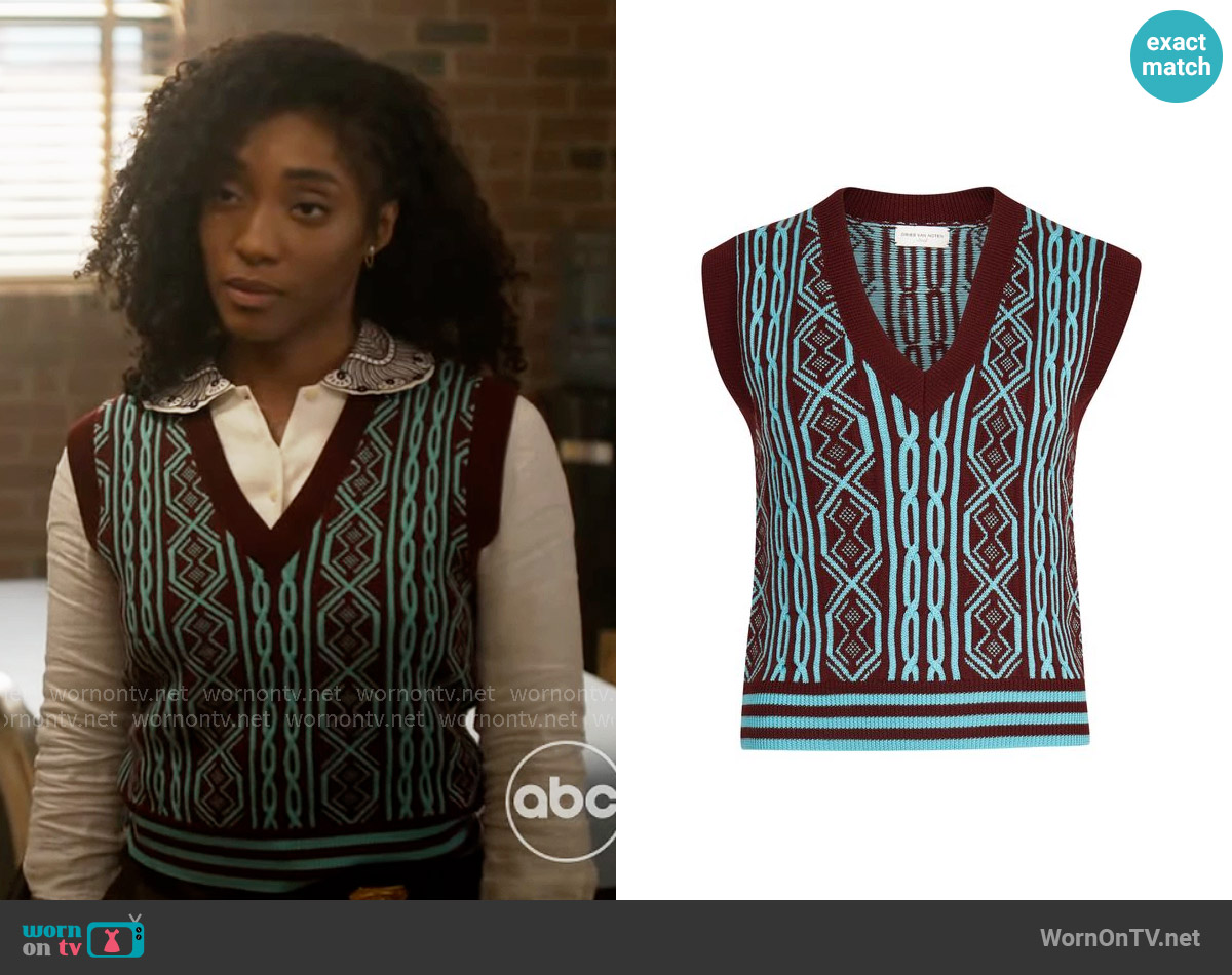 Dries van Noten May SS vest worn by Faith Mitchell (Iantha Richardson) on Will Trent