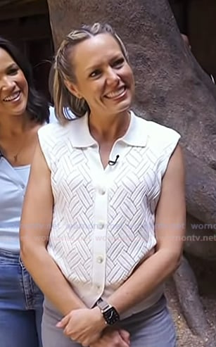 Dylan’s white knit sleeveless top on Today