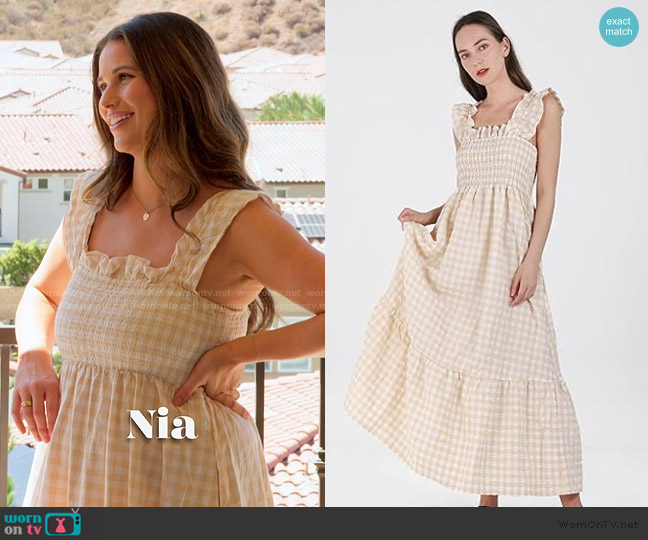 Ebossy Cute Ruffle Plaid Gingham Long Dress worn by Nia Booko on The Valley