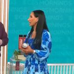 Elizabeth Werner’s blue floral dress on CBS Mornings