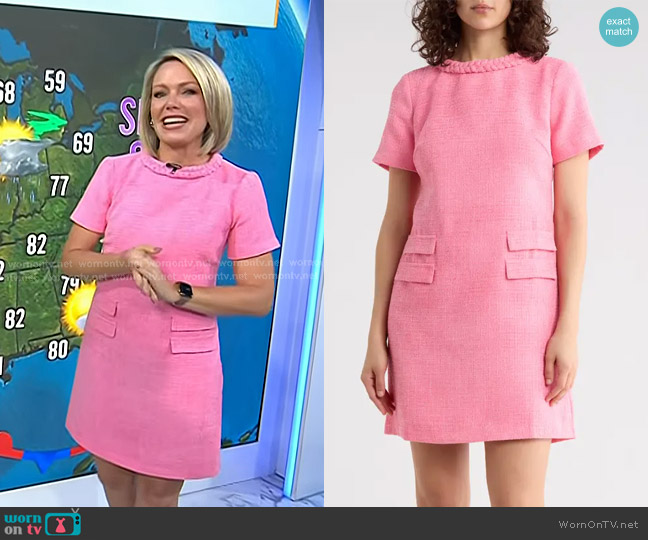 Eliza J Braided Neck Short Sleeve Shift Dress in Pink worn by Dylan Dreyer on Today
