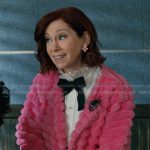 Elsbeth’s pink ribbed fur jacket on Elsbeth