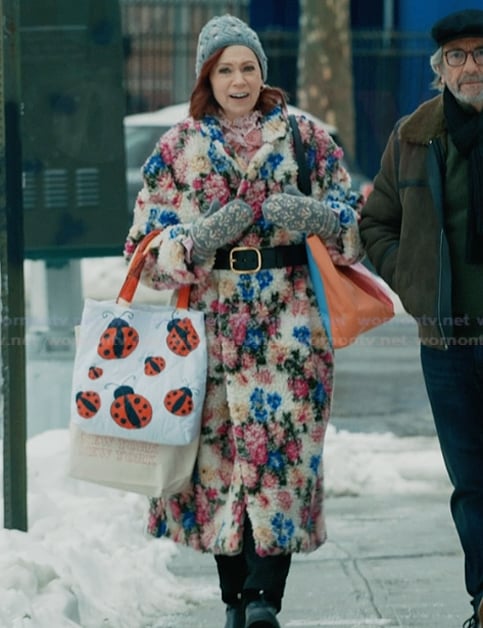 Elsbeth’s floral print coat on Elsbeth