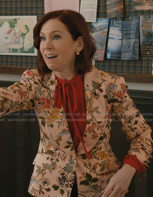 Elsbeth’s pink floral ruched sleeve blazer on Elsbeth
