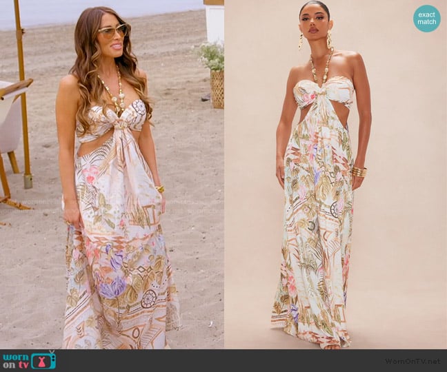 Fashion Nova Kalani Satin Maxi Dress worn by Alicia Carmody on The Real Housewives of Rhode Island