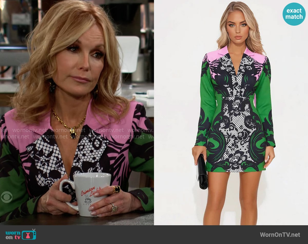 Fashion Nova Malone Collared Micro Mini Dress worn by Lauren Fenmore (Tracey Bregman) on The Young and the Restless