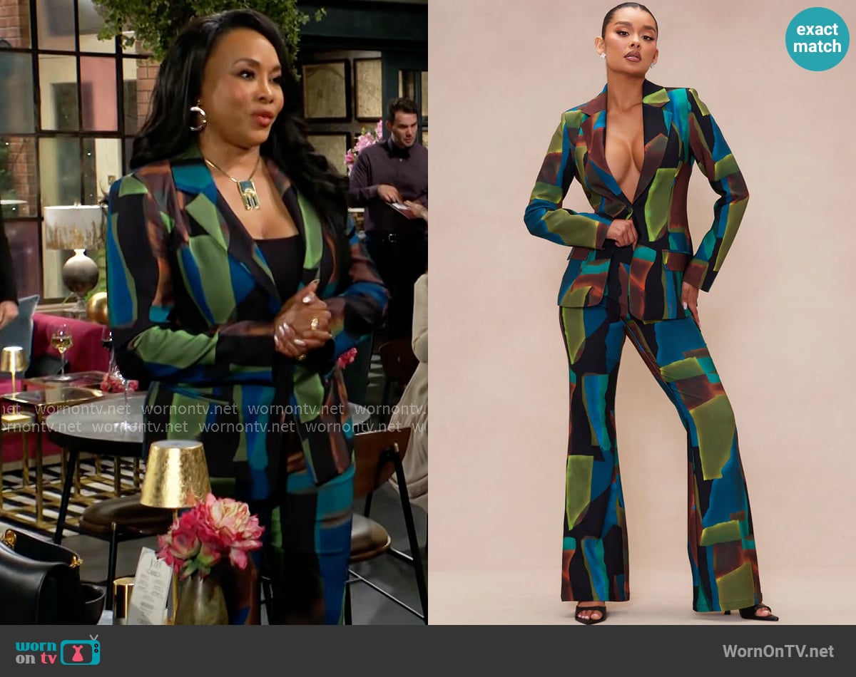 Fashion Nova Mason Pant Suit Set worn by Stephanie (Vivica A. Fox) on The Young and the Restless