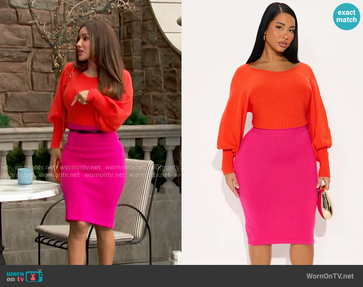 Fashion Nova Power Pop Color Block Sweater Midi Dress worn by Audra Charles (Zuleyka Silver) on The Young and the Restless