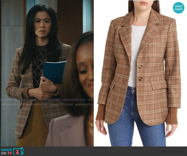 Favorite Daughter The City Plaid Layered Blazer worn by Sarah Franklin (Leah Lewis) on Matlock