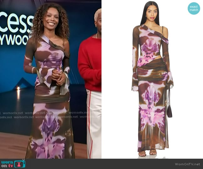 Feners Susurro Top in Moka worn by Zuri Hall on Access Hollywood