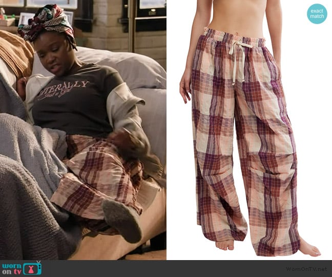 Free People Find the Time Lounge Pants worn by Courtney Taylor (Erika) on Abbott Elementary