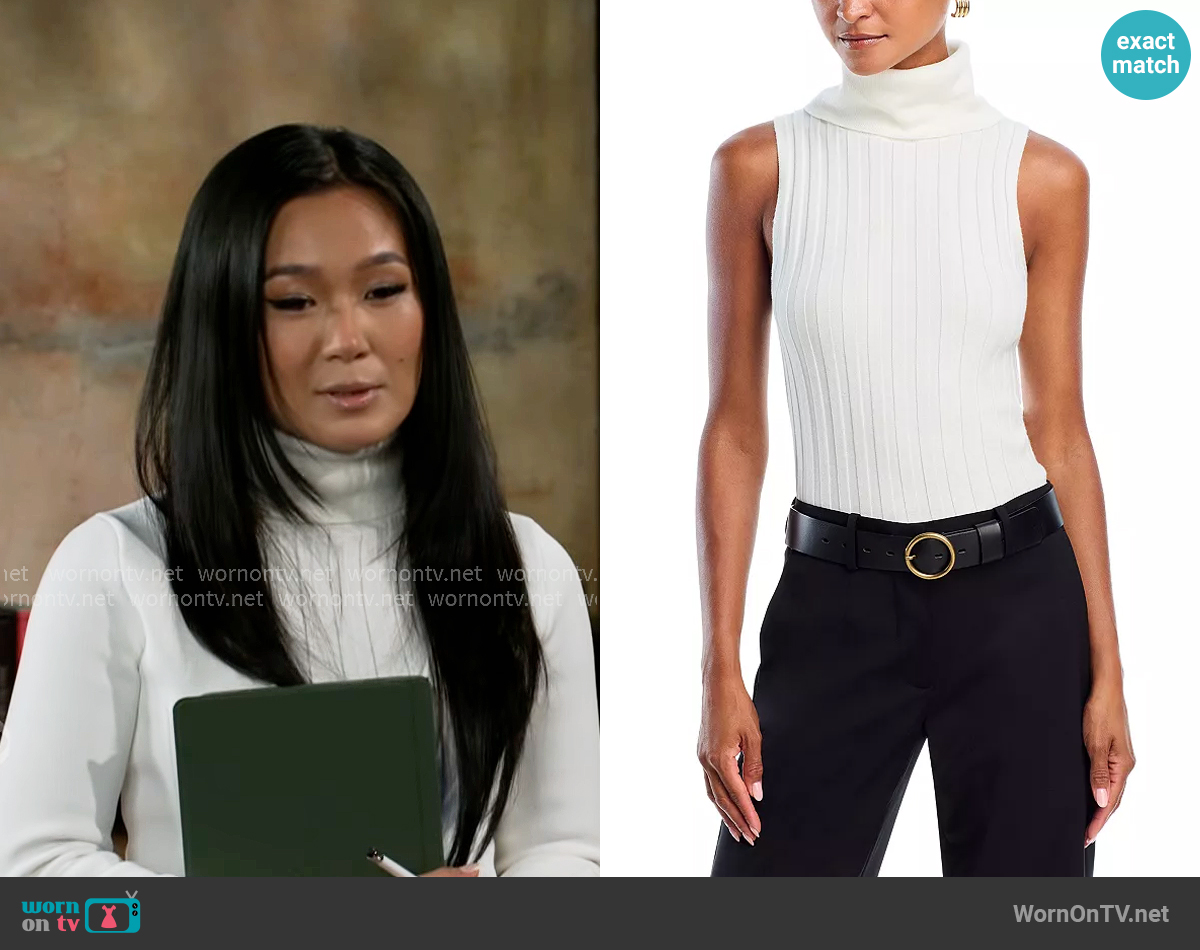 French Connection Padma Fine Knit Turtleneck Tank Top worn by Caroline Lee (Ellie Wang) on Beyond the Gates
