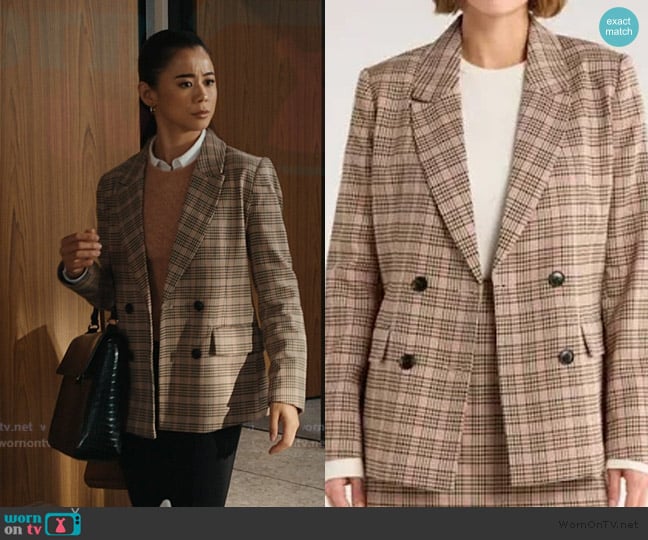 French Connection Plaid Double Breasted Blazer worn by Sarah Franklin (Leah Lewis) on Matlock