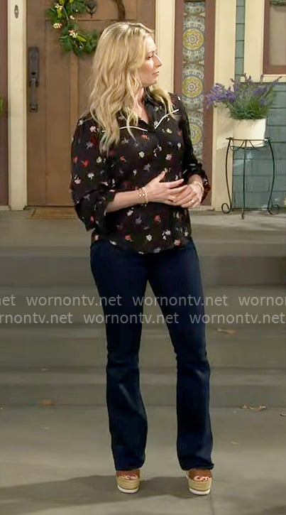 Gemma’s black floral print top on The Neighborhood