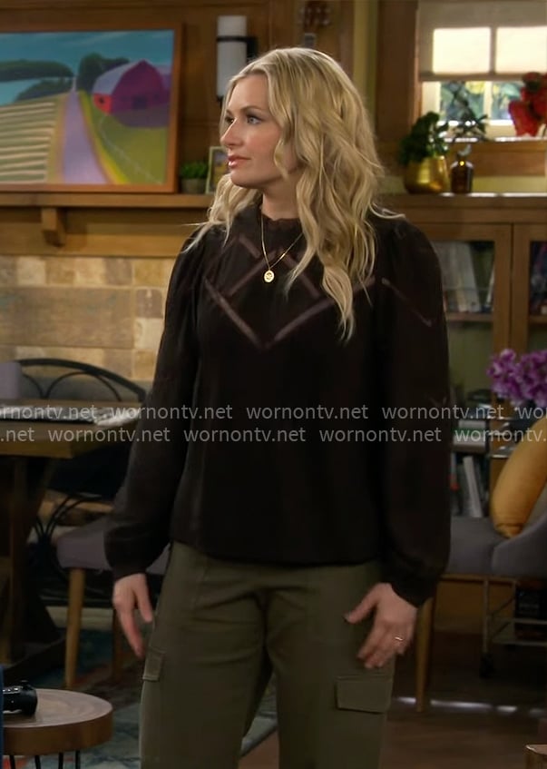 Gemma’s lace inset blouse on The Neighborhood