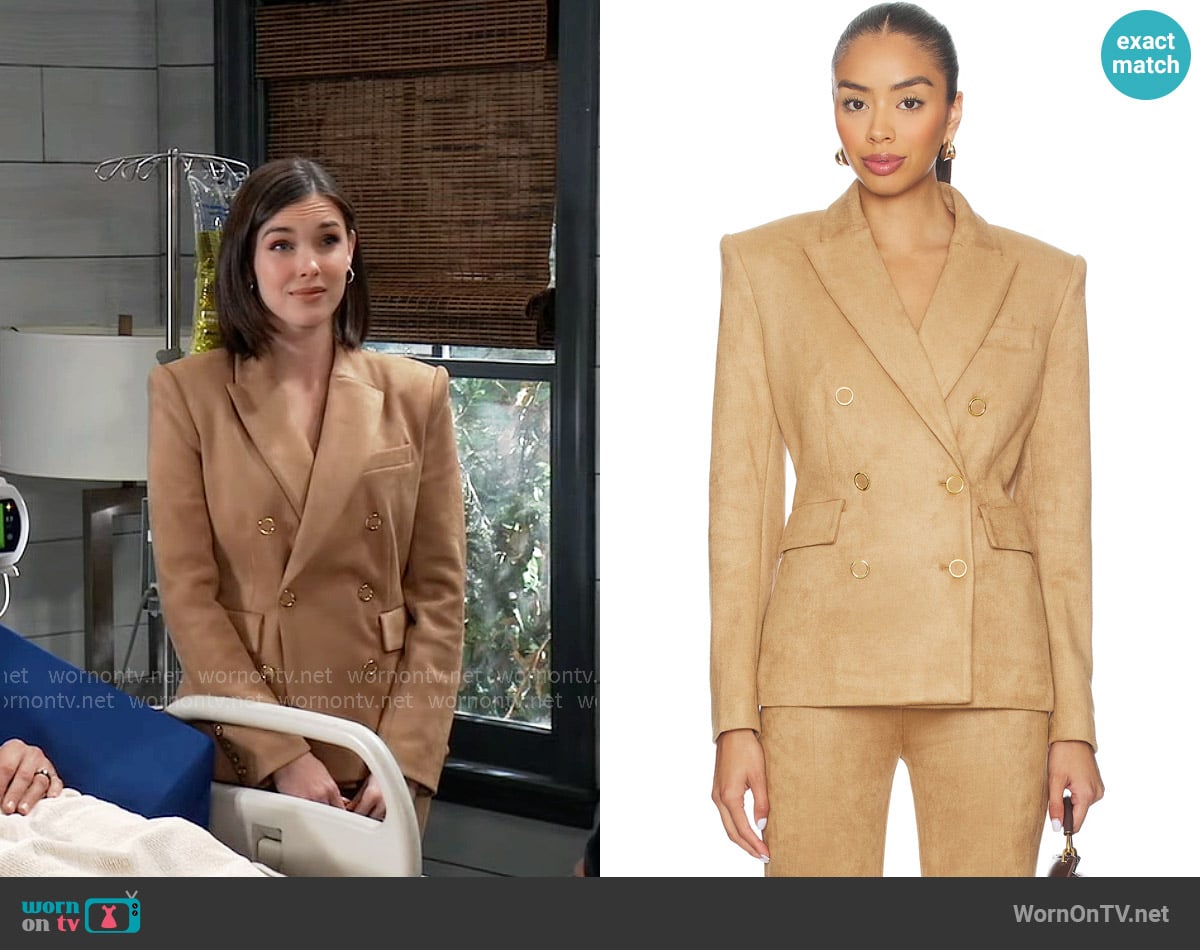 Generation Love Arielle Faux Suede Blazer worn by Willow Tait (Katelyn MacMullen) on General Hospital