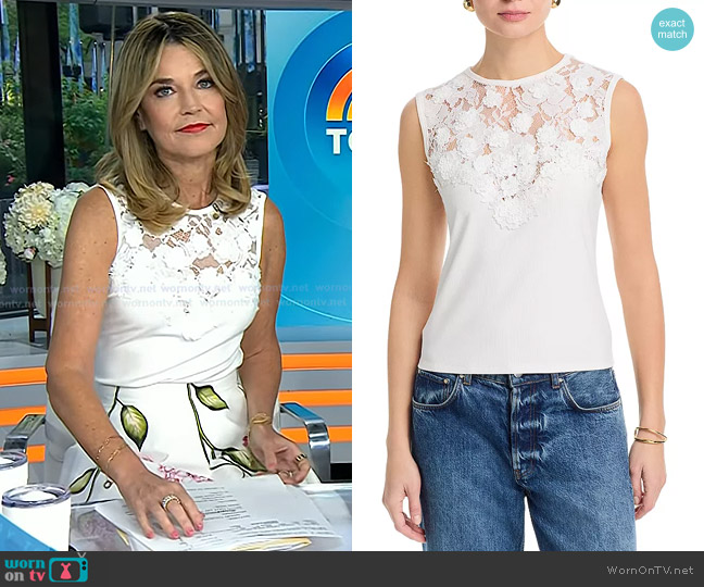 Generation Love Trina 3D Lace Combo Top in White worn by Savannah Guthrie on Today