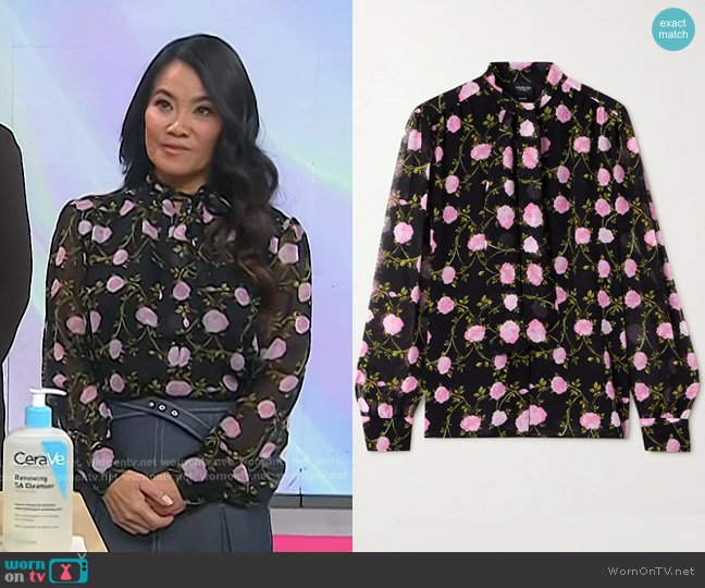 Giambattista Valli Pussy-bow Floral-print Silk-chiffon Blouse worn by Dr. Sandra Lee on Today