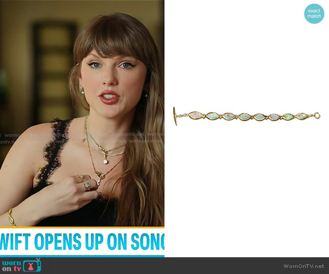 Gold Linked Crystal Opal Bracelet worn by Taylor Swift on Today