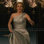 Gwen’s gray one shoulder gown on Elsbeth