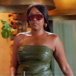 Jasmine’s green leather belted dress on The Valley